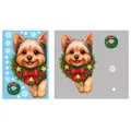 Christmas window sticker size chart featuring a festive Yorkshire Terrier and wreath decor - Yorkshire Terrier with Wreath Style (BQ623)