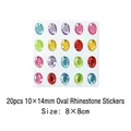 Colorful 20-piece 10x14mm oval acrylic crystal diamond stickers with self-adhesive backing - 20 Pcs 10x14mm Oval Stickers
