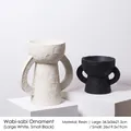 Minimalist wabi-sabi resin ornament set with stone texture in black and white finish - Double-ear Ornaments - Set Of 2: White (large) And Black (small)
