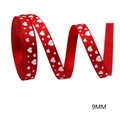 9mm Red Grosgrain Ribbon with white heart prints for Valentine's gift wrapping - 5#-Red Heart Print