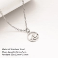 Collana minimalista in acciaio inossidabile con ciondolo a onda vuoto e catena sottile - Onda marina / Argento
