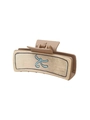 Pinza per capelli marrone in plastica con pannello beige e motivo blu da donna - Stile Totem Marrone Blu (90142)