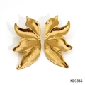 Elegante goldene blattförmige Ohrringe aus 316 Edelstahl mit poliertem PVD-Finish - Goldener Stil (KD3366)