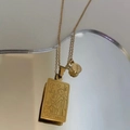 Golden stainless steel Sagittarius zodiac necklace with rectangular and round pendants - Sagittarius