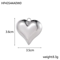 Polished silver heart pendant measuring 3.6cm by 3.5cm with 8.3g weight specifications - Large Heart-Silver