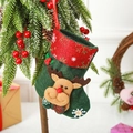 Christmas stocking tree pendant with green body, red reindeer, and snowflake patterns - Snowflake Reindeer / Small