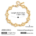 Pulsera de acero inoxidable bañada en oro de 18K con eslabones de estrella y extensión - Decoración Geométrica Hexagrama (JDB0110011)