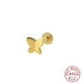 Detail of 925 sterling silver golden butterfly cartilage stud with flat back design - Single Gold-Butterfly Design