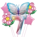 6-piece butterfly balloon set with 40-inch gradient number 7 for 7th birthday parties - Number 7 / Gradient