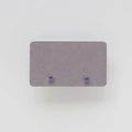 Detail of round cut purple stone stud earrings with a classic four-prong silver setting - February: Purple