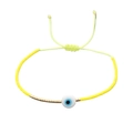 Bracelet œil porte-bonheur fait main avec perles jaunes et détails dorés en jaune - Jaune-Tissé Mauvais Œil