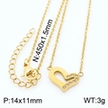 Collana con ciondolo a cuore dorato e piccoli diamanti, misura 450x1,5mm e peso di 3g - Collana Dorata (KN235937-KFC)