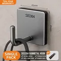 Gunmetal grey square 304 stainless steel adhesive hook with brushed finish texture - Gun Gray - Thickened 1 Piece