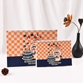 Orange checkerboard spiral notebook with cartoon rabbit girl and blue cake design - A5 / Full of Vitality