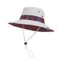 Outdoor Sonnenhut in Weiß mit ethnischem Druck und verstellbarem Kinnriemen für Damen - Beige