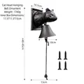 European vintage cast iron owl doorbell wall hanging with black metal finish and rope - Cat Head