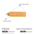 18K gold plated stainless steel rectangle pendant with pink AMOUR engraving for DIY jewelry - Pink Text Bar Pendant PJ93256