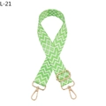 Detail of adjustable green and white wave pattern woven strap with gold metal buckle - L-21 Light Green
