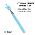 Blue telescopic teacher pointer with finger design, extends from 17cm up to 55cm long - Blue