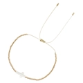 Minimalist gold beaded cross bracelet with adjustable beige cord and white cross charm - Cross Pendant Style (MI-B220189A) / Gold with White Cross