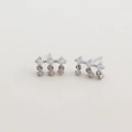 Silberne Ohrstecker mit Opal-Inlays und hängenden Zirkonia-Anhängern für Damen - Platin (Weißer Opal)