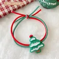 Elastico per capelli con albero di Natale verde, cordoncino rosso e dettagli neve - 2# Elastico Bicolore - Albero di Natale