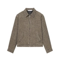 Korte jas met pied-de-poule patroon, ritssluiting vooraan en klassieke kraag - XS / Bruin Houndstooth