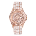 Orologio di lusso da uomo in oro rosa con cristalli rettangolari e quadrante pave - Oro rosa