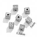 Set of 5mm stainless steel square spacer beads with 1.5mm hole for jewelry DIY - Square-Steel