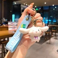 Cinnamoroll cartoon keychain with blue Christmas silicone strap and gold metal clip - B477-4 Bowtie Cocktail / Large