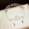 Elegant silver rhinestone Happy Birthday headband with sparkling crystals for parties - Headband-Silver-HAPPY BIRTHDAY