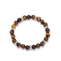 Natural tiger eye stone beaded bracelet with vintage engraved silver spacer beads - Brown Tiger Eye