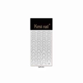 Silver glitter French tip nail stickers set for elegant manicure, model SSP-015 - French Crescent Style (SSP-015)