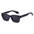 Classic square black polarized sunglasses for men with signature metal arrow rivets - Shiny Black Gold Frame Grey Lens