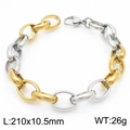 Bracelet chaîne bicolore or et argent en acier inoxydable pour homme au style punk - Style de Chaîne Bicolore Simple (KB181451-Z)