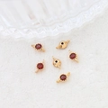 Macro view of gold-plated jewelry connectors with red zircon stones for DIY accessories - 15# Connector (Double Loop)