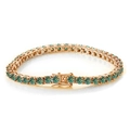 4MM blue-green moissanite tennis bracelet in rose gold finish with secure clasp - 15mm / Rose Gold Blue-Green