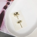 Minimalist curved gold alloy stud earrings with polished mirror finish on display - 30# Gold 2-Piece Set