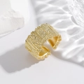 Minimalist wide gold irregular textured copper open ring with elegant water ripple shadows - Wide Irregular Hammered / Gold