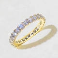 Elegant gold eternity ring with round-cut pavé zircons in a classic four-prong setting - US 6 / Gold