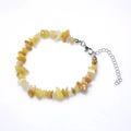 Handmade irregular yellow crystal stone bracelet with adjustable silver lobster clasp - Yellow Aventurine