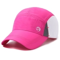 Pink and white quick-dry running cap with breathable mesh and silver logo detail - Rose Red
