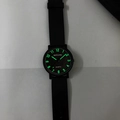 Minimalist quartz watch featuring a black dial and luminous green glowing numerals - Large Size - Full Numeric Luminous Black Dial