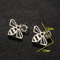 Minimalist 18K gold plated bee stud earrings in hollow stainless steel geometry - Steel