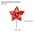 18cm vintage red and gold velvet poinsettia artificial flower for Christmas decoration - Small Red (18cm)