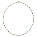 Bohemian sweater necklace with turquoise faceted beads and gold-tone metal tubes - SL1364-Sky Blue