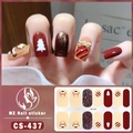 Christmas nail stickers set CS-437 with cute bear, Santa tree designs and red stripe motifs - CS437