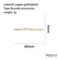 Technical drawing showing 18K gold plated bracelet accessory with 60mm length and 4mm width - Multi-tone Bar (P05513)