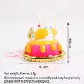 Artificial cake pendant with pink base, yellow frosting, cream, cherry and pineapple slice - Yellow Cream + Pineapple