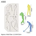 Golf player silhouette silicone mold for cake fondant and chocolate decoration - Golf Player / Gray